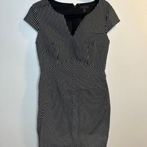 Worthington black and white striped A-line dress